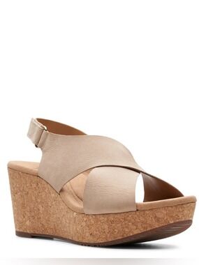 Clarks Beige Cork Wedge Sandal